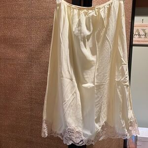 Vintage Yellow Half Slip with Tan Lace Design